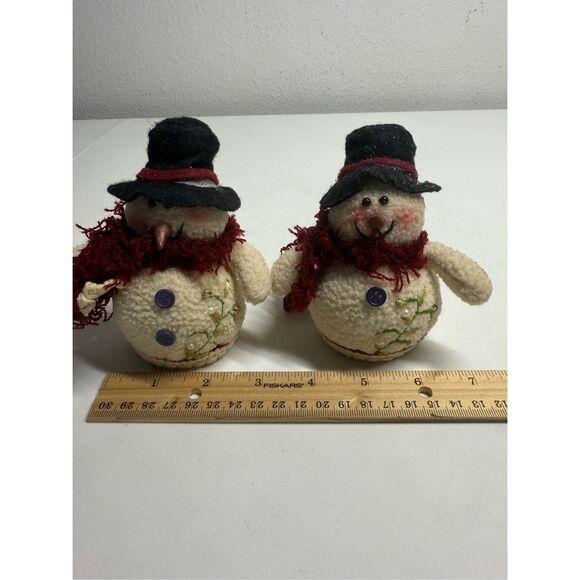 Set of 2 Vintage Dan Dee Snowmans Ornament 4"Plush Decorative Holiday Christmas - Picture 8 of 8